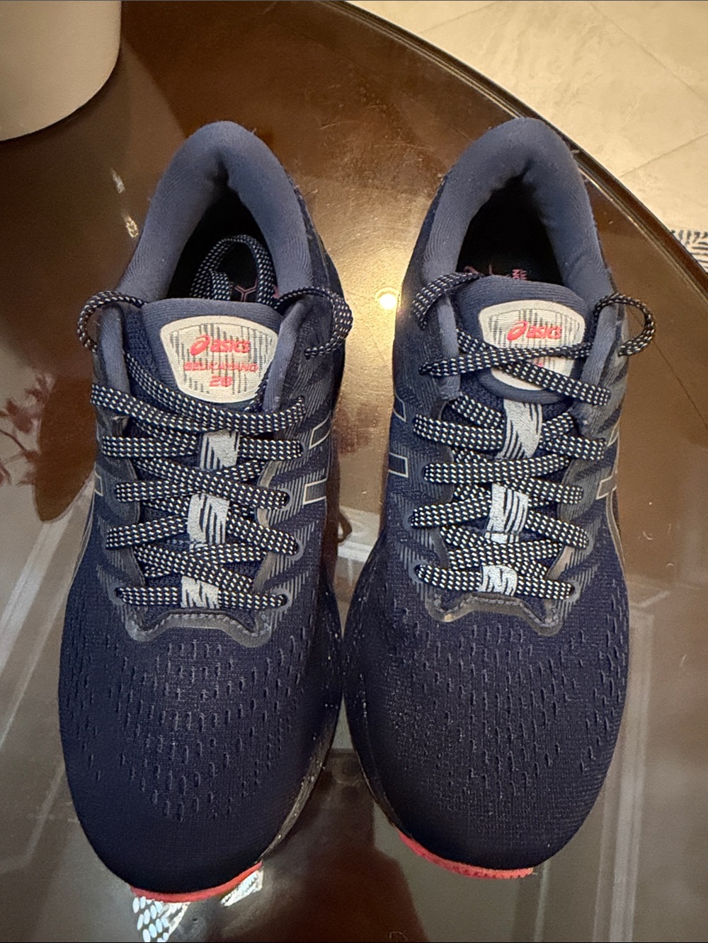 ASICS Navy and Pink women’s Athletic Running Shoes